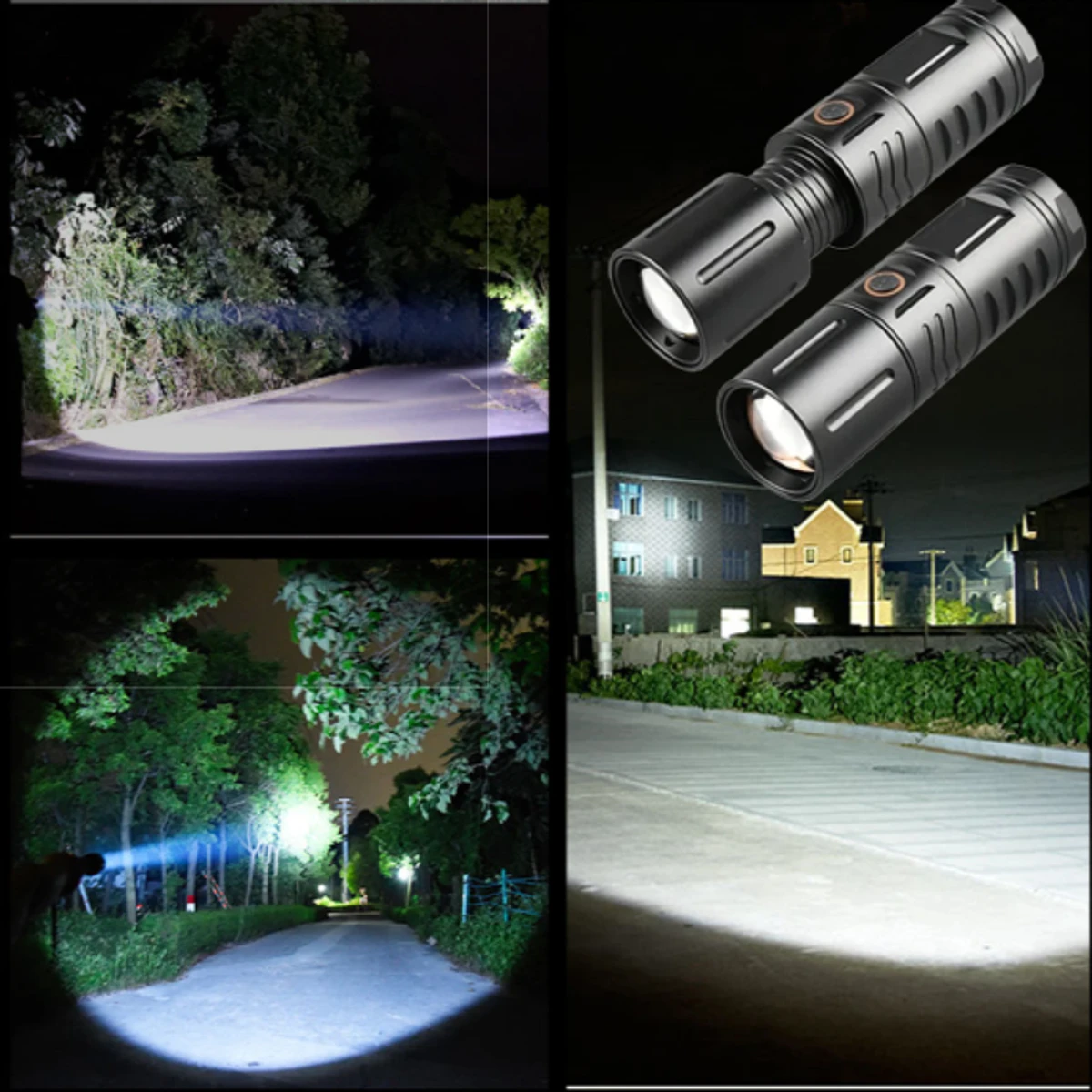 RECHARGEABLE LED TORCH LIGHT, WATERPROOF STRONG LED FLASHLIGHT WITH POWER BANK