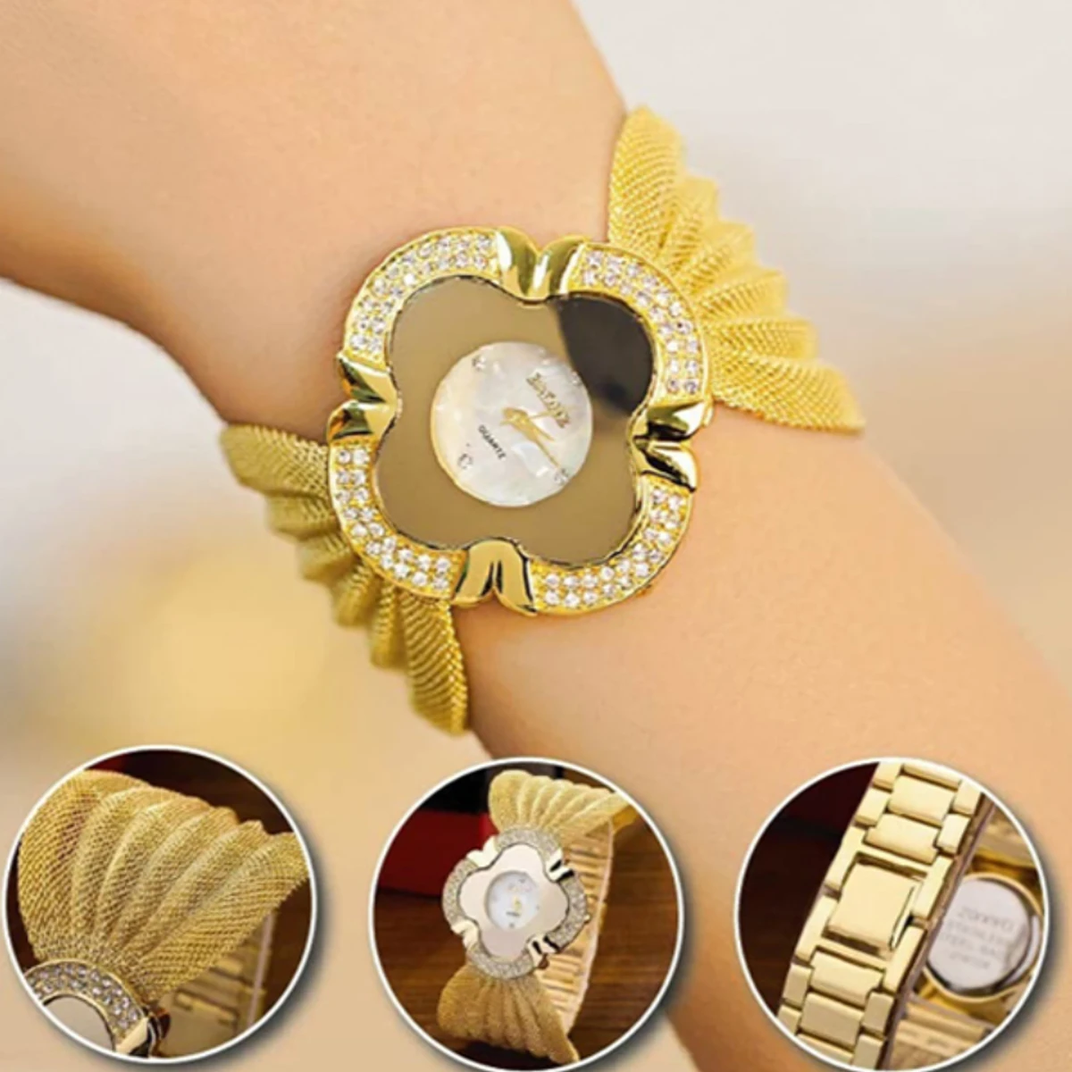 ELEGANT BUTTERFLY GOLD & SILVER WATCH